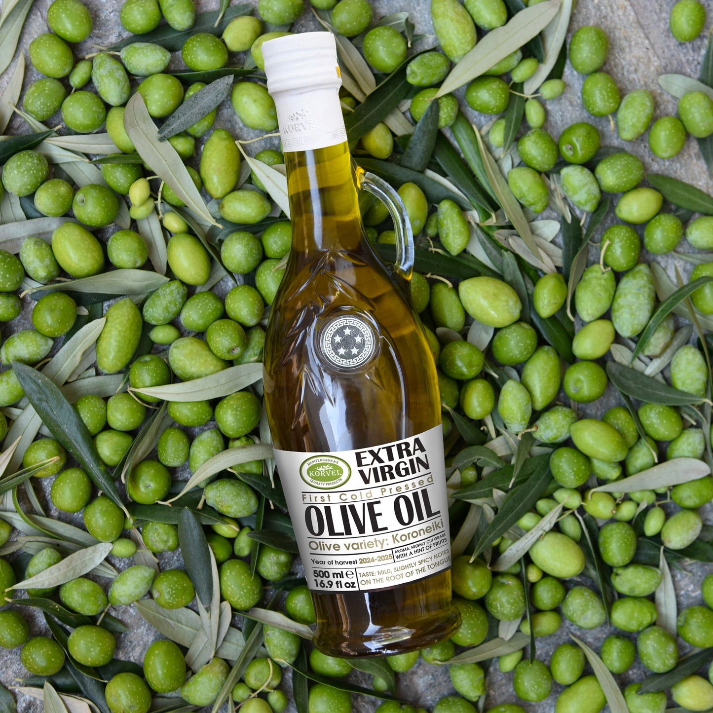 KORVEL Greek Extra Virgin Olive Oil, Amphora 16.9 fl oz - 6 pack