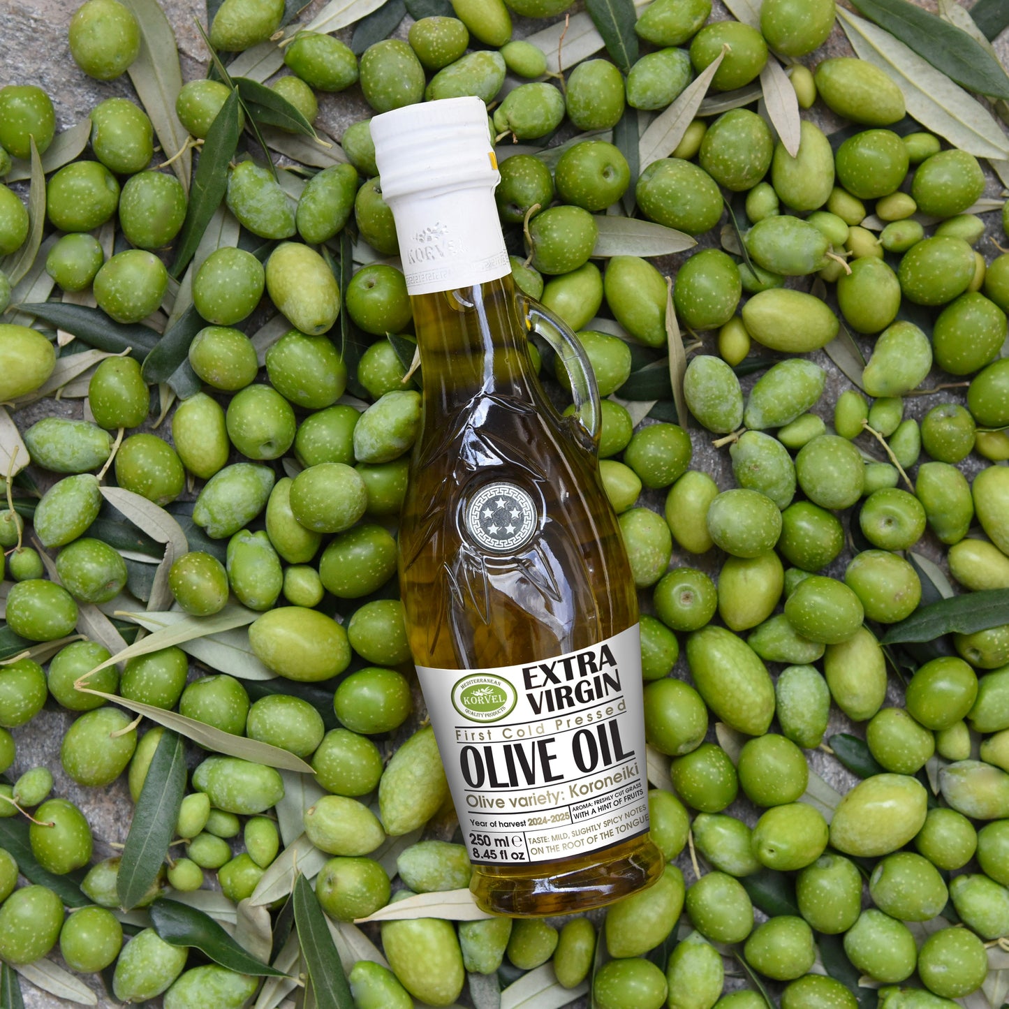 KORVEL Greek Extra Virgin olive oil collection, Amphora 8.45 fl oz - 4 pack