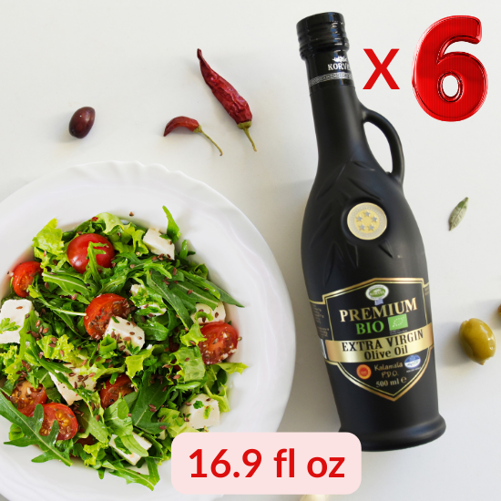 KORVEL Greek Extra Virgin Olive Oil Organic Premium PDO Kalamata, black Amphora 16.9 fl oz - 6 pack - Korvel-Food Inc.