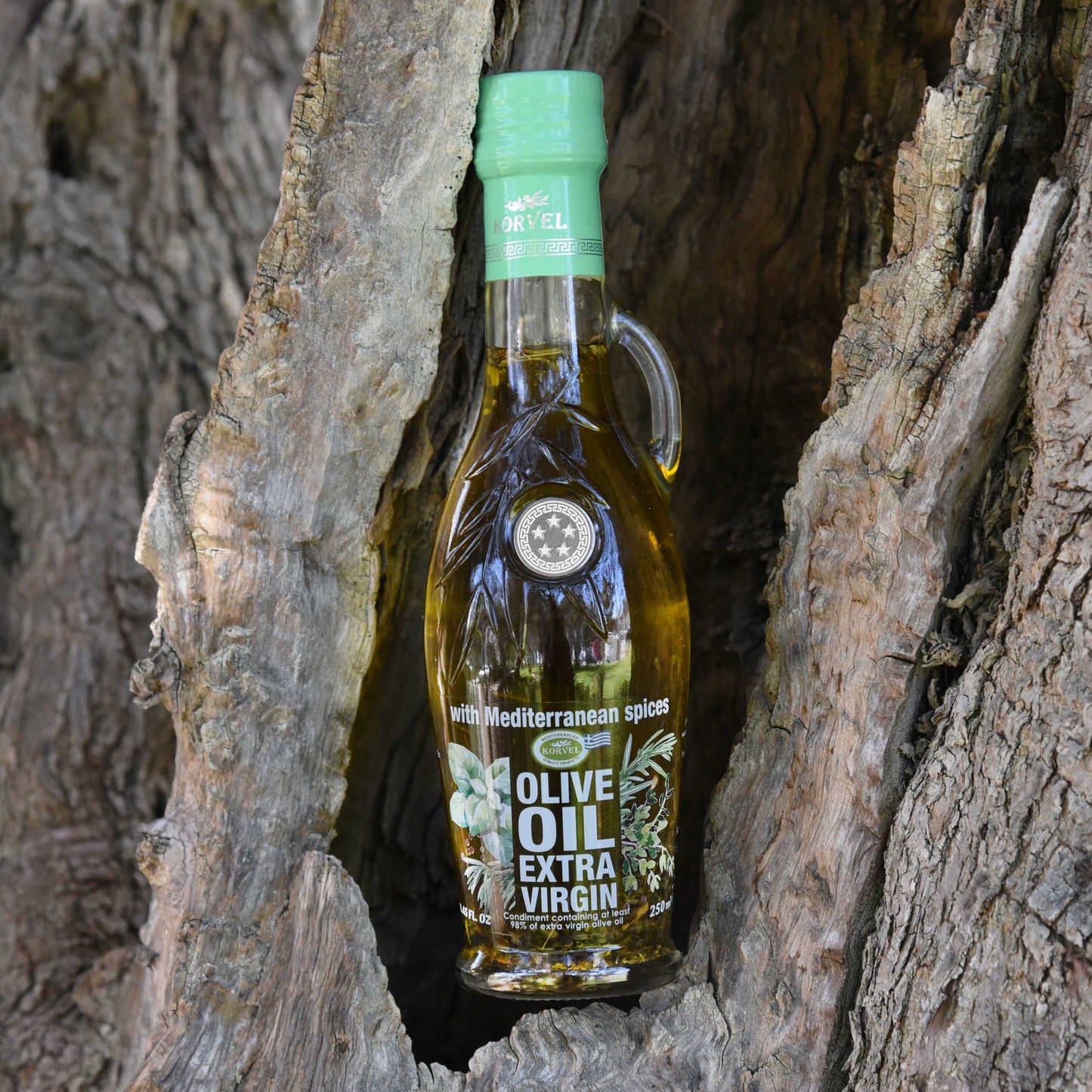 KORVEL Greek Extra Virgin Olive oil, 250 ml with Mediterranean Herbs