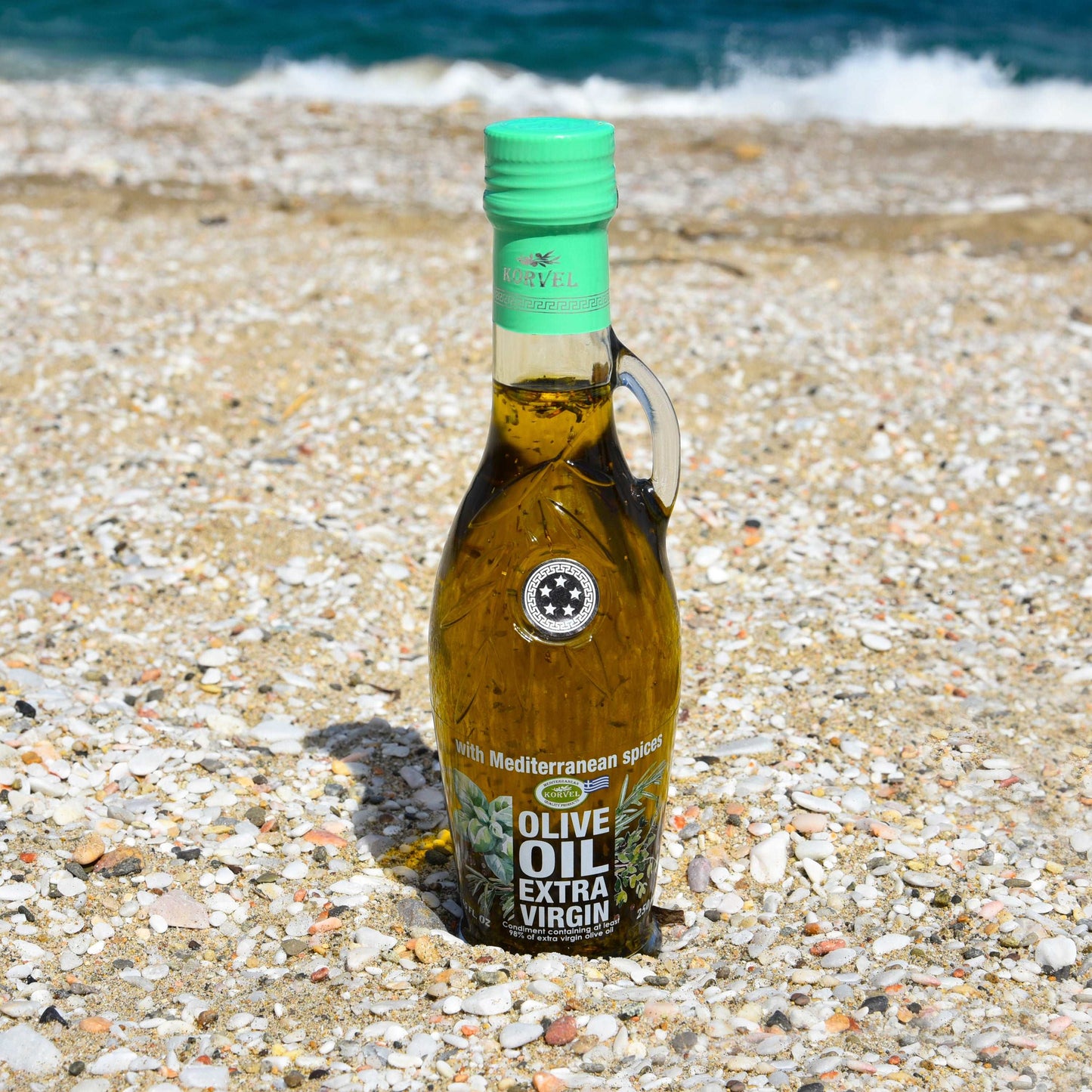 KORVEL Greek Extra Virgin Olive oil, 250 ml with Mediterranean Herbs