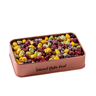 Turkish Dragee: Mixed Fruit - Bronze Tin Box - 10.6 oz