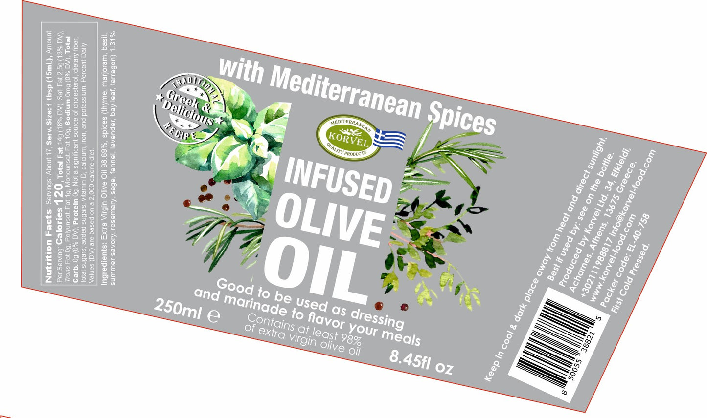 KORVEL Greek Extra Virgin olive oil collection, Amphora 8.45 fl oz - 4 pack