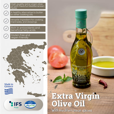 KORVEL Greek Extra Virgin Olive Oil with with Mediterranean herbs, Amphora 8.45 fl oz - 2 pack