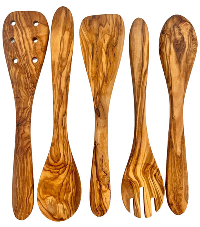 Olive Wood Kitchen Servers Set - 5 pcs